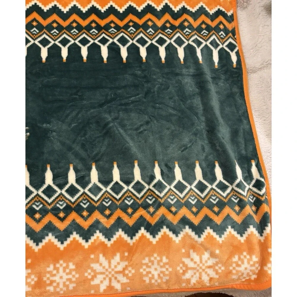 Tito’s Holiday 38” X 60” Blanket Throw Tito’s Handmade Vodka Green & Orange, EUC